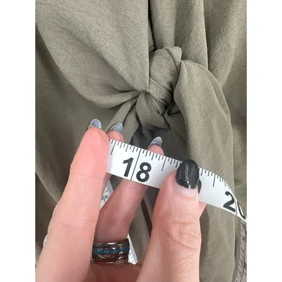 Zara Dress Womens Medium Olive Green Khaki Midi Knot Front Loose Minimalist - Picture 6 of 6